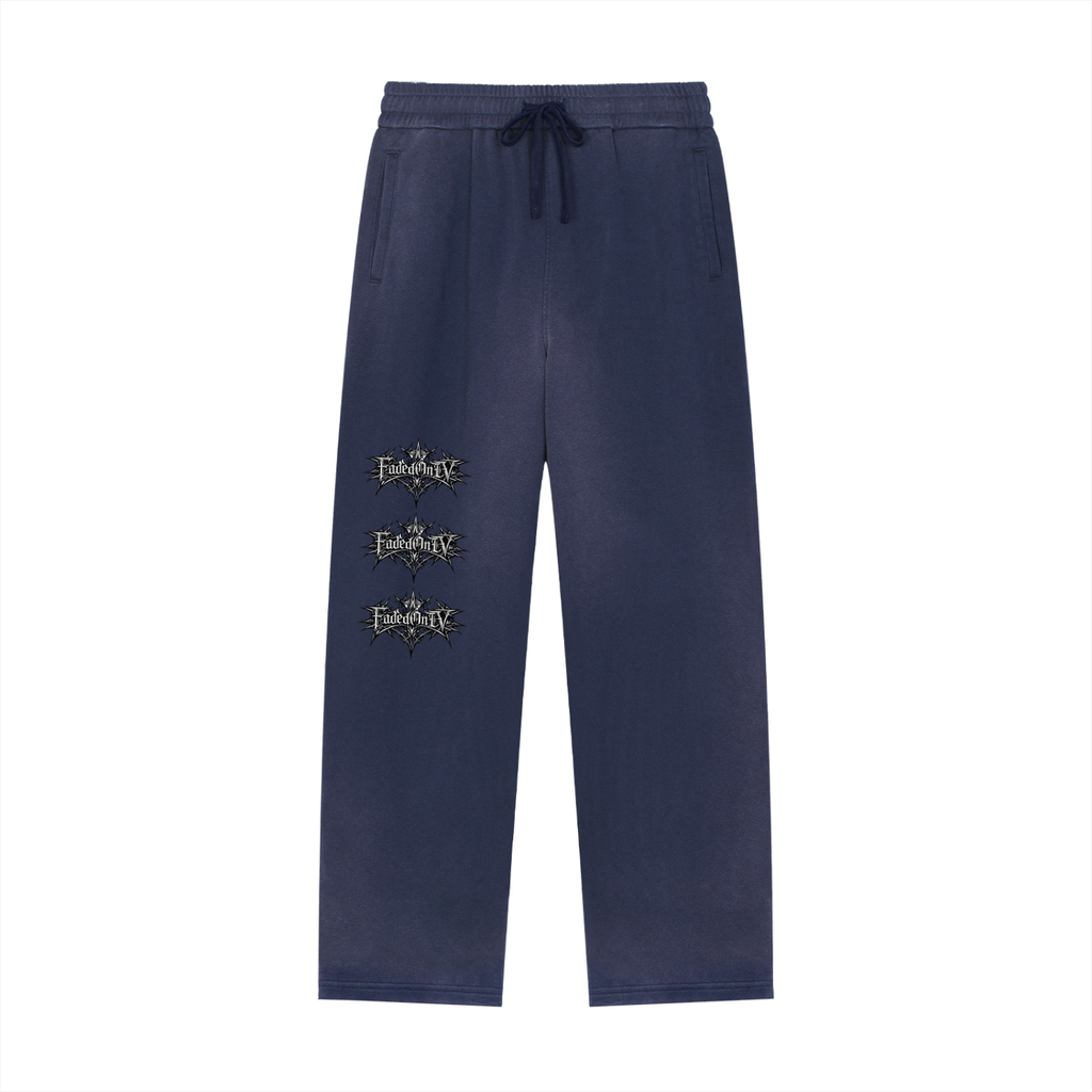 Sun Fade Raw Edge Straight-Leg Sweatpants