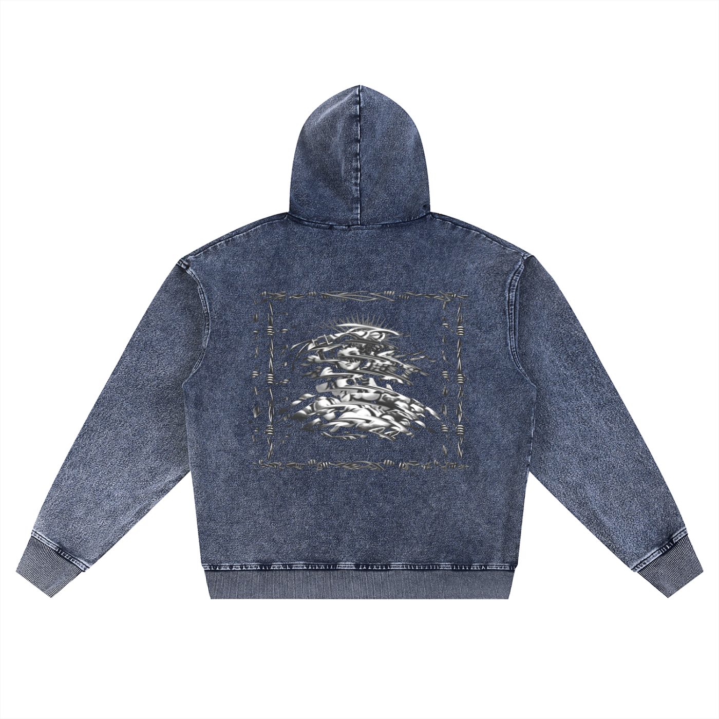 Snow Wash Oversized Zip-Up Hoodie