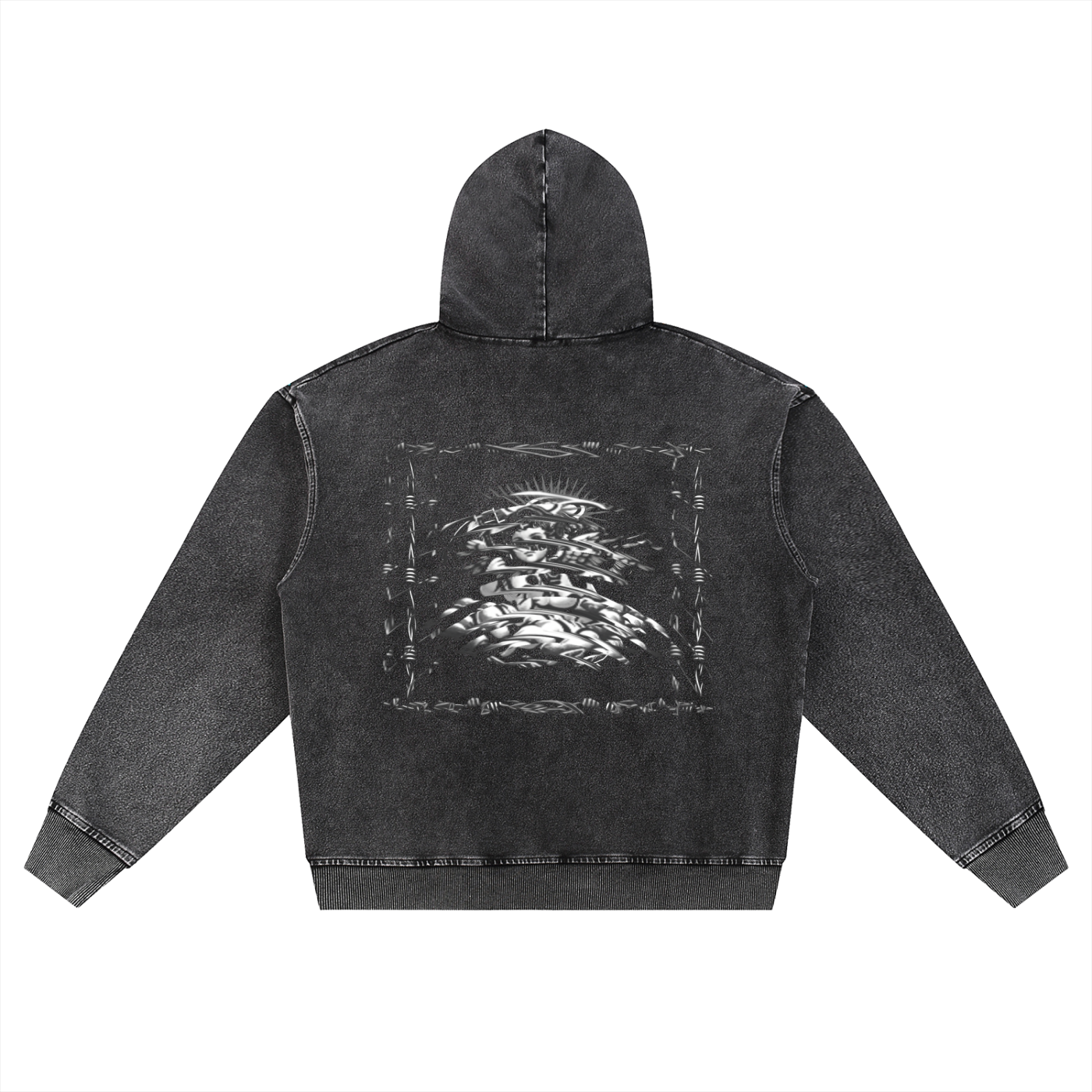 Snow Wash Oversized Zip-Up Hoodie
