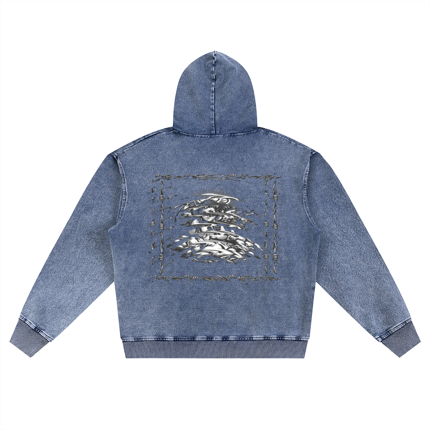 Snow Wash Oversized Zip-Up Hoodie
